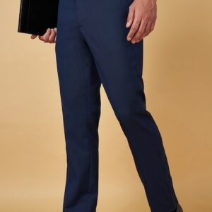 Men's Regular Fit Blu Formal Trousers