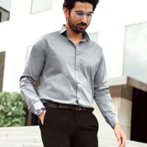 Men's Satin Regular Fit Sky Blue Formal Shirt