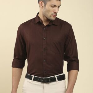 Men's Satin Regular Fit Maroon Formal Shirt